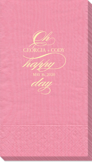 Romantic Oh Happy Day Moire Guest Towels